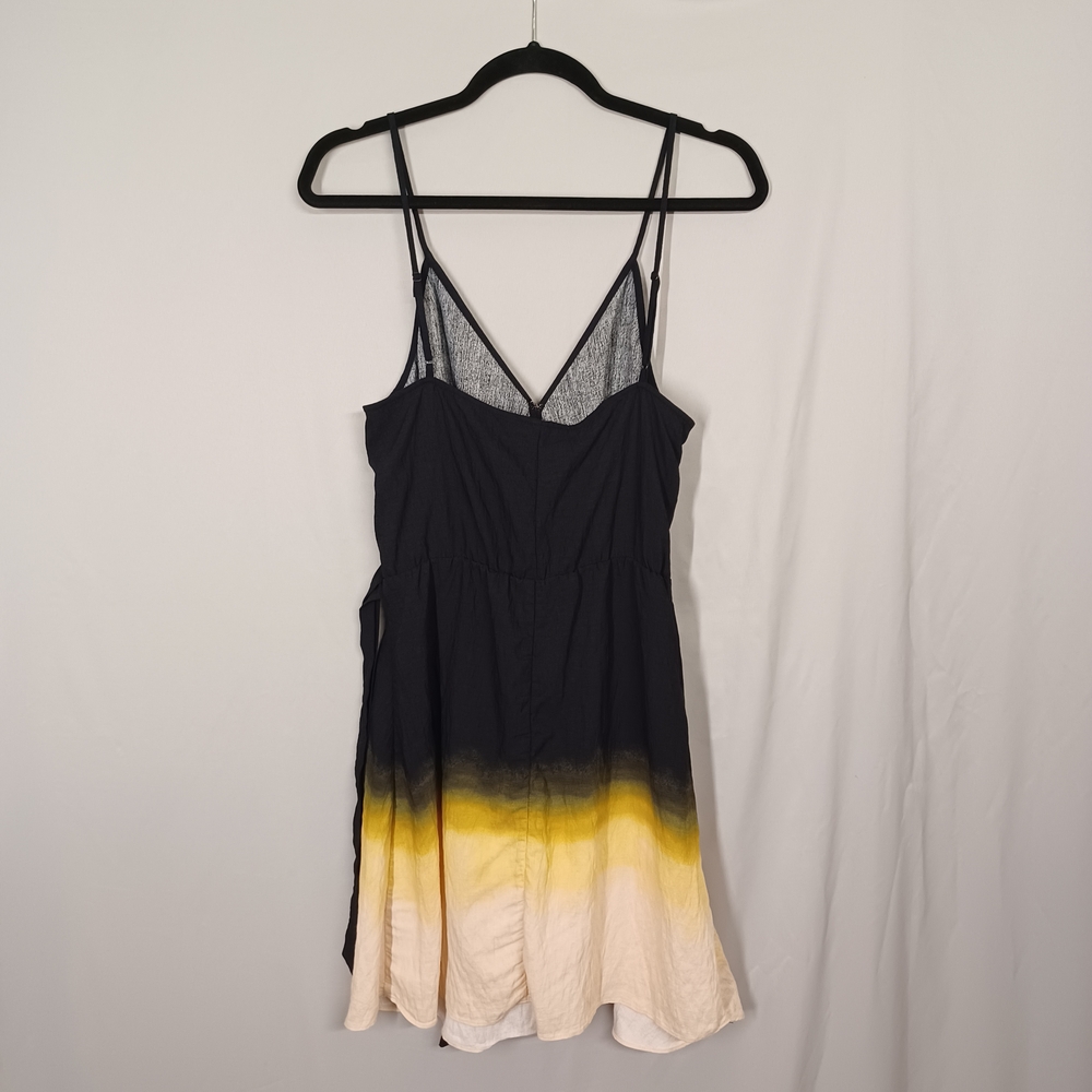 H&M Ombre Mini Dress Yellow Black Wrap Cocktail Medium - Picture 3 of 9